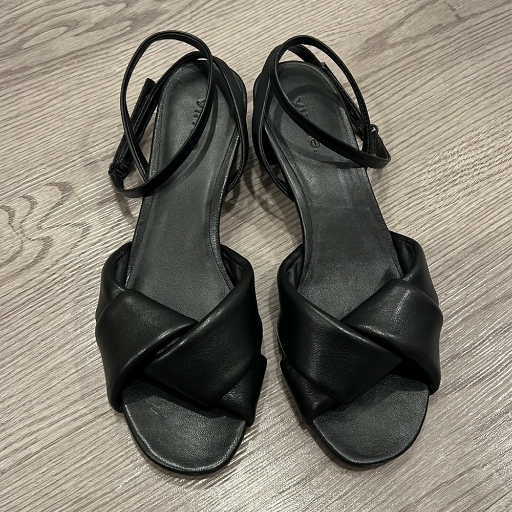 VINCE Rosalie Block-Heel Leather Sandals